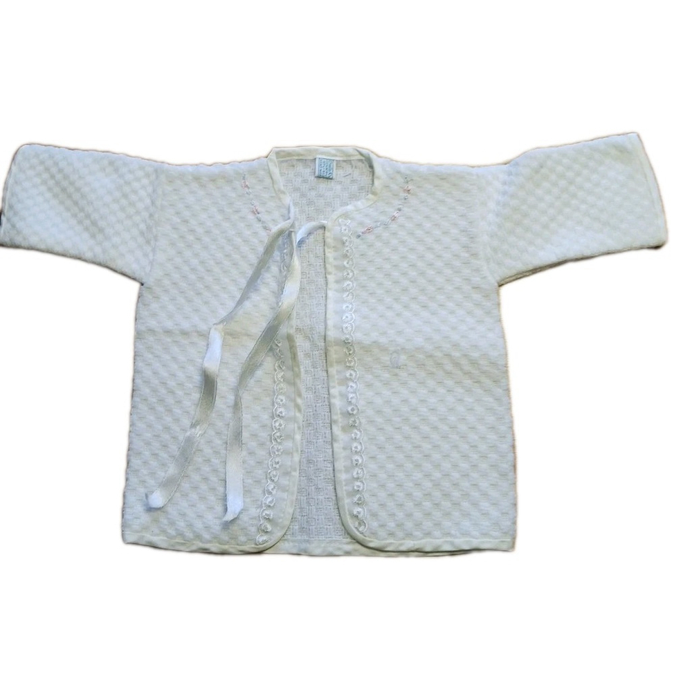 Vintage Cradle Knit Baby Girls White Sweater Japan Acrylic